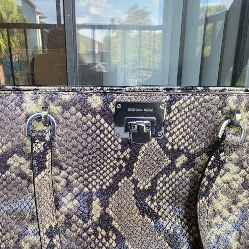 Michael Kors Python Pattern Tote - Tan And Black - image 4